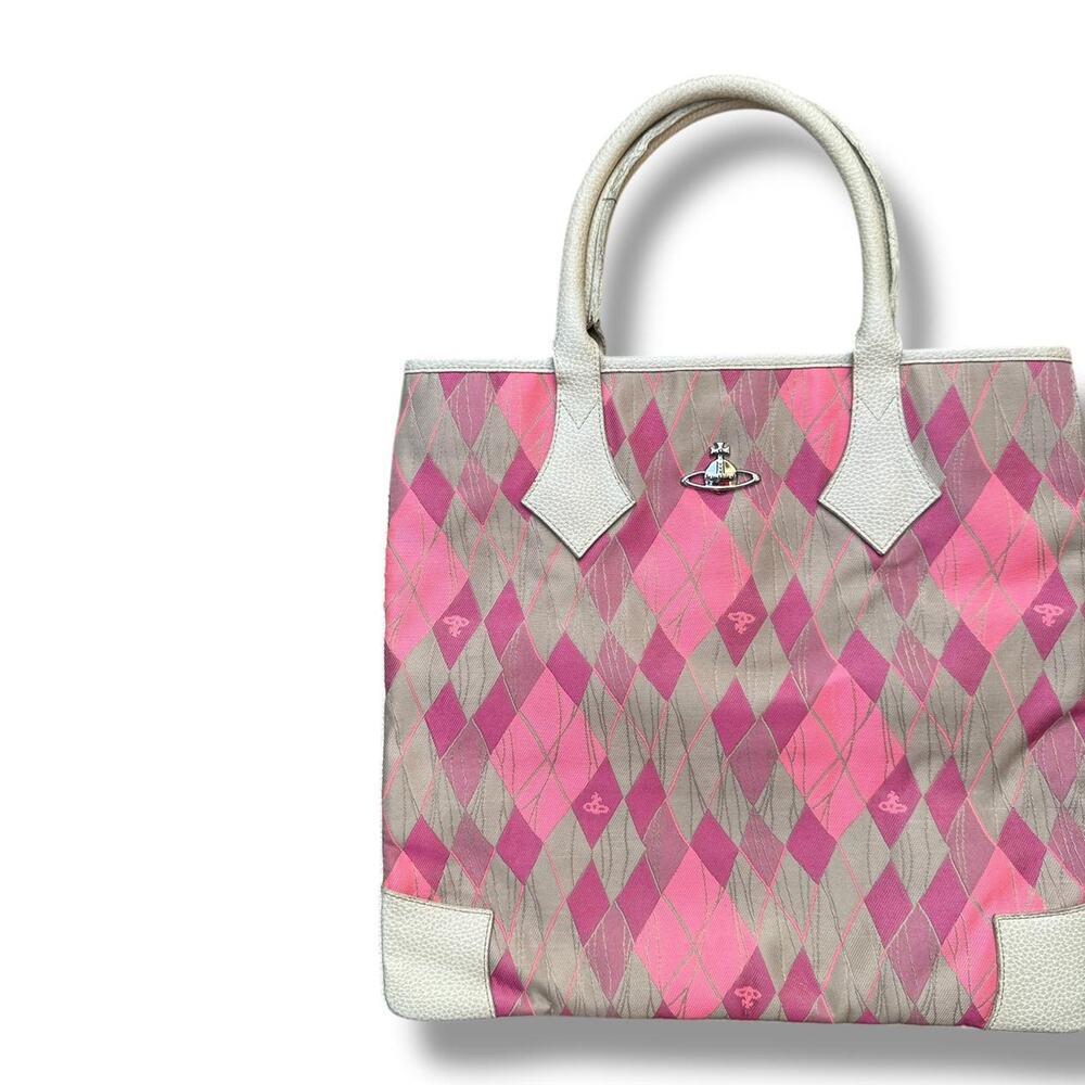 Vivienne Westwood Pink Argyle Tote Bag - Picture 2 of 7